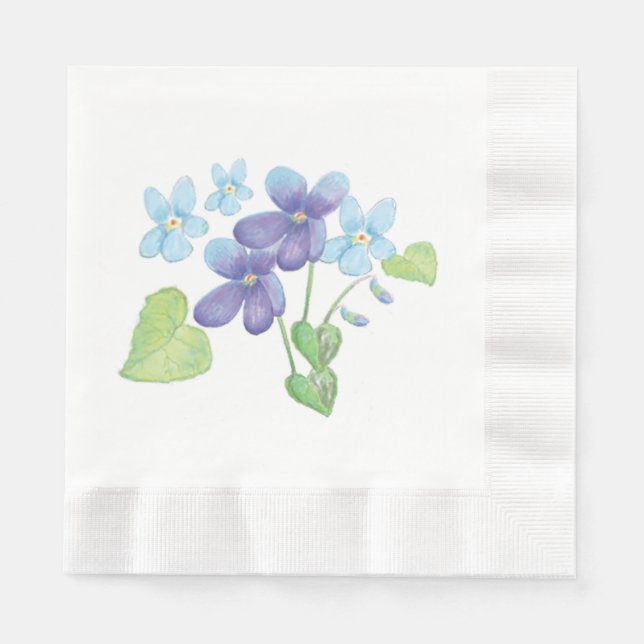 Servilleta De Papel Ilustracion de flores violetas silvestres (Anverso)