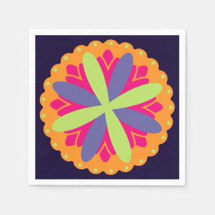 Servilleta De Papel ilustración de formas florales naranjas