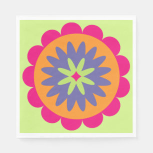 Servilleta De Papel ilustración de formas florales naranjas y rosadas