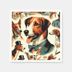 Servilleta De Papel Ilustracion de Foxhound inglés de época