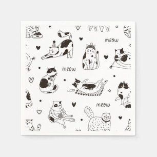 Servilleta De Papel Ilustración de gato de dibujos animados