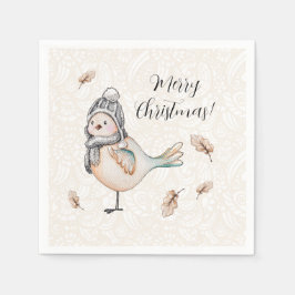 Servilleta De Papel Ilustración de gorrión lindo de invierno