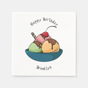 Servilleta De Papel Ilustracion de helado personalizado