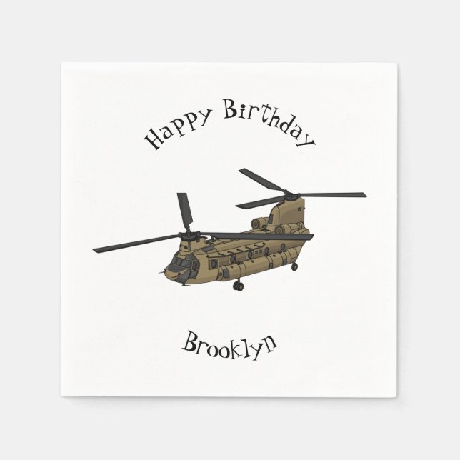 Servilleta De Papel Ilustracion de helicópteros militares de Chinook (Anverso)
