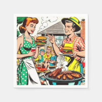 Ilustracion de historietas de parrillada de la fam