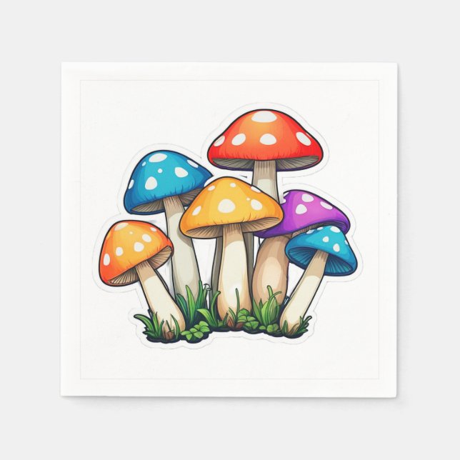 Servilleta De Papel Ilustracion de hongos transparente y transparente (Anverso)