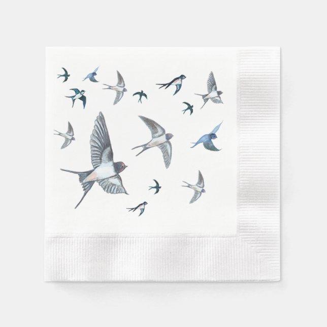 Servilleta De Papel Ilustracion De Las Aves Tragadas Voladoras (Anverso)