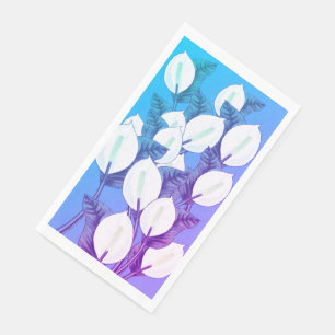 Servilleta De Papel Ilustración de Lirio de la Paz Blanco Azul Pálido