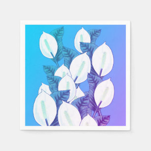 Servilleta De Papel Ilustración de Lirio de la Paz Blanco Azul Pálido
