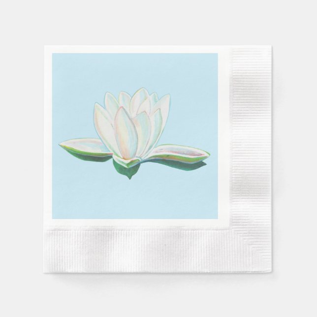 Servilleta De Papel Ilustracion de Lotus blanco (Anverso)