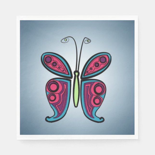 Servilleta De Papel Ilustración de mariposa (Anverso)