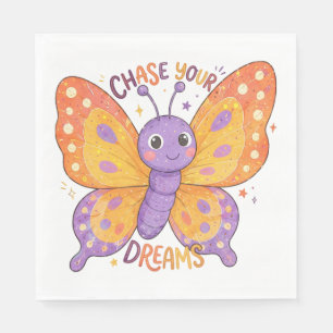 Servilleta De Papel Ilustración de mariposa linda 'Persigue tus sueños