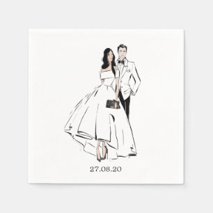 Servilleta De Papel Ilustracion de moda de novia y novio