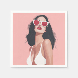 Servilleta De Papel Ilustracion De Moda Mujer Elegante Con Gafas De So