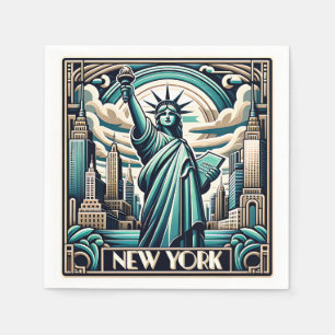 Servilleta De Papel Ilustración de Nueva York al estilo Art Deco