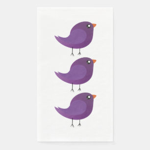 Servilleta De Papel Ilustración de pajarito morado lindo