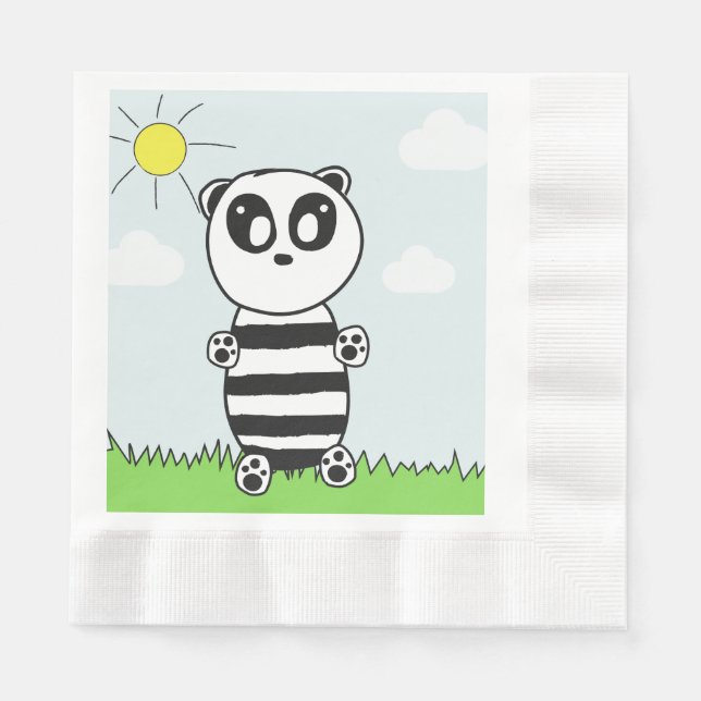 Servilleta De Papel Ilustración de Panda Adorable (Anverso)