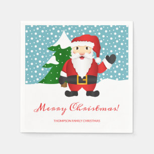 Servilleta De Papel Ilustración de Papá Noel Nombre Personalizado Navi