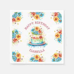 Servilleta De Papel Ilustración de pastel de cumpleaños caprichoso per