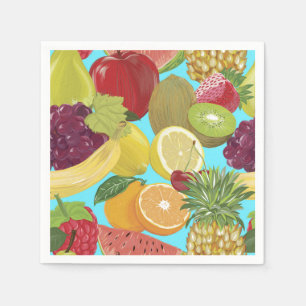 Servilleta De Papel Ilustración de patrón de frutas tropicales mixtas