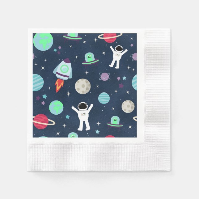 Servilleta De Papel Ilustración de patrón espacial (Anverso)