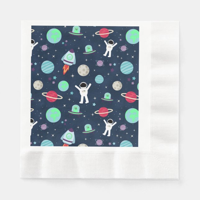 Servilleta De Papel Ilustración de patrón espacial (Anverso)