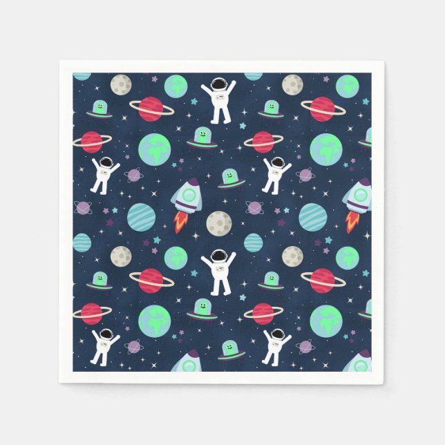 Servilleta De Papel Ilustración de patrón espacial (Anverso)