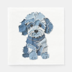 Servilleta De Papel Ilustración de perro con parches de mezclilla ador