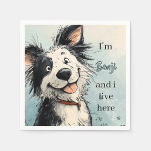 Servilleta De Papel Ilustración de perro sonriente lindo con nombre pe