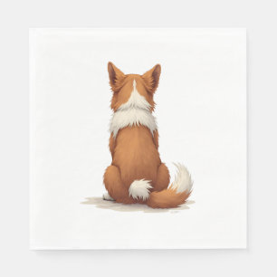 Servilleta De Papel Ilustración de perro vintage vista trasera sobre f