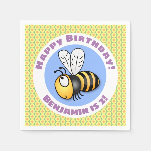 Servilleta De Papel Ilustracion de personalizado de abejas amarillas a (Anverso)