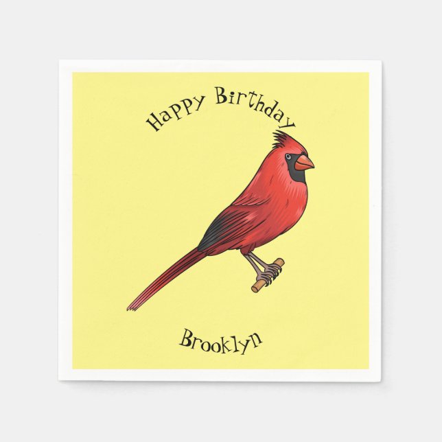 Servilleta De Papel Ilustracion de personalizado de aves cardinales de (Anverso)