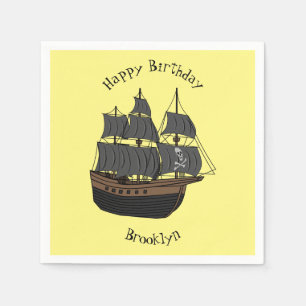 Servilleta De Papel Ilustracion de personalizado de buques piratas