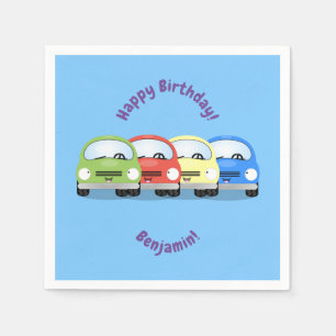 Servilleta De Papel Ilustracion de personalizado de coche rojo feliz