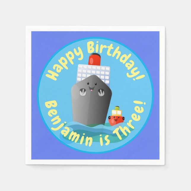 Servilleta De Papel Ilustracion de personalizado de embarcación de cru (Anverso)