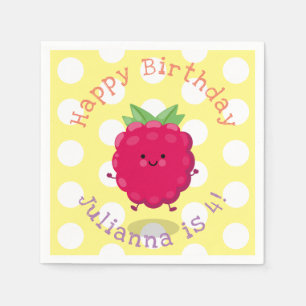 Servilleta De Papel Ilustracion de personalizado de frambuesa alegre