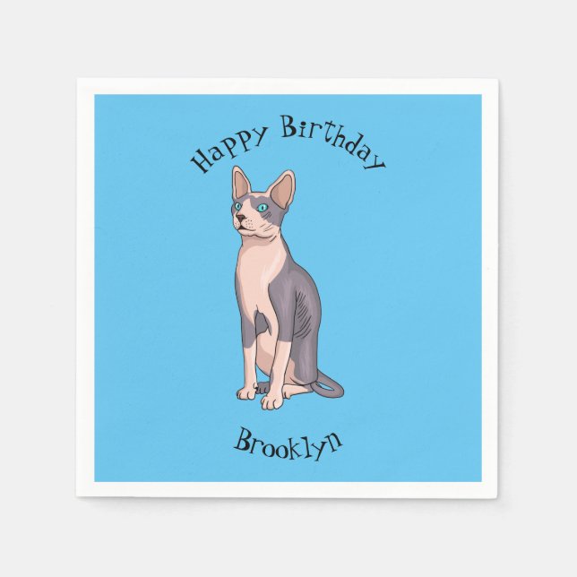 Servilleta De Papel Ilustracion de personalizado de gatos Sfinx (Anverso)