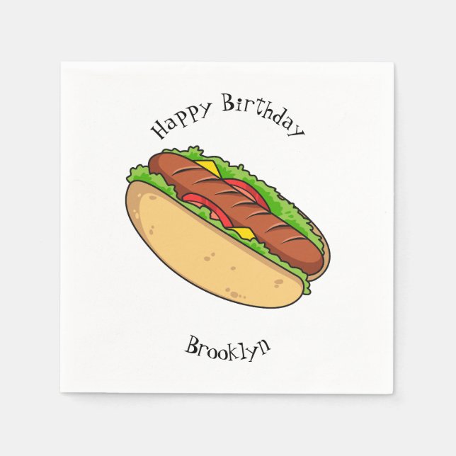 Servilleta De Papel Ilustracion de personalizado de hot dog (Anverso)