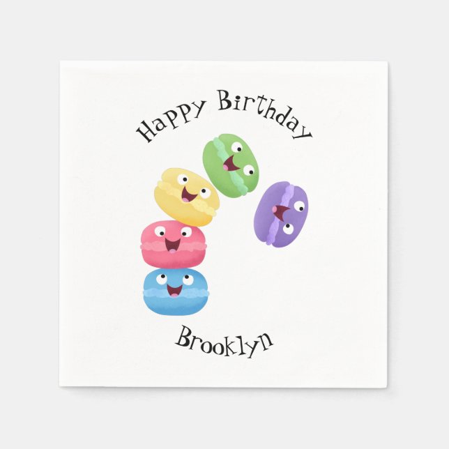 Servilleta De Papel Ilustracion de personalizado de macarons graciosos (Anverso)