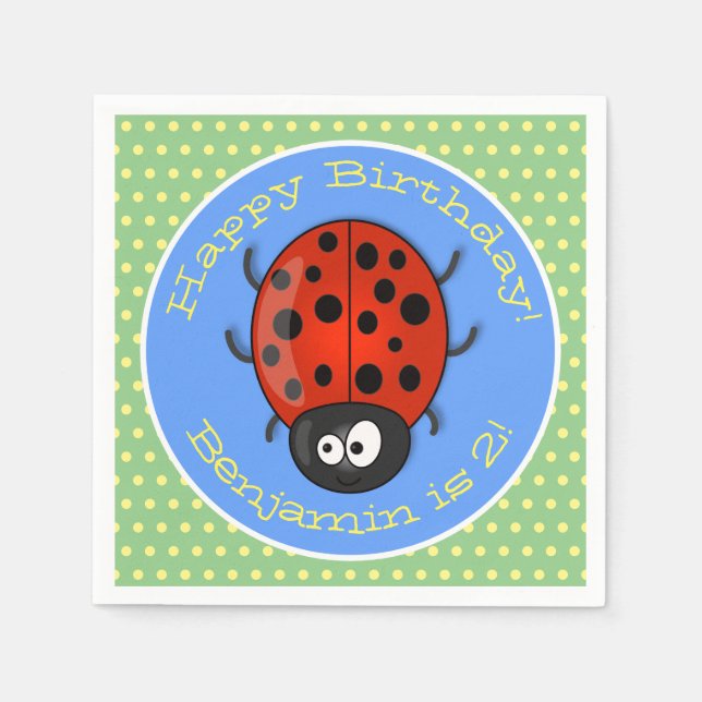 Servilleta De Papel Ilustracion de personalizado de mariquita roja fel (Anverso)