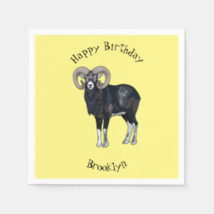 Servilleta De Papel Ilustracion de personalizado de ovino Mouflon