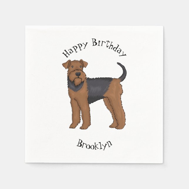 Servilleta De Papel Ilustracion de personalizado de perro Airedale ter (Anverso)