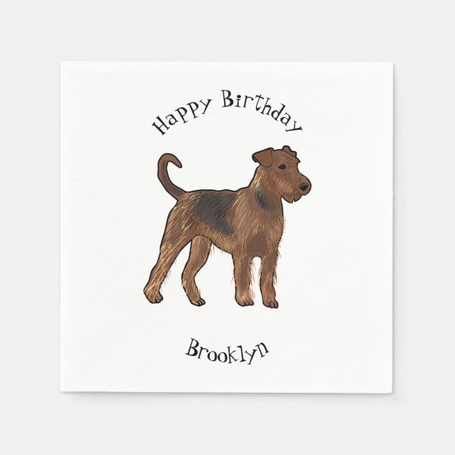 Servilleta De Papel Ilustracion de personalizado de perro Airedale ter (Anverso)