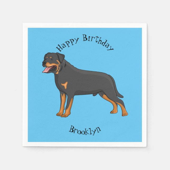 Servilleta De Papel Ilustracion de personalizado de perro de Rottweile (Anverso)