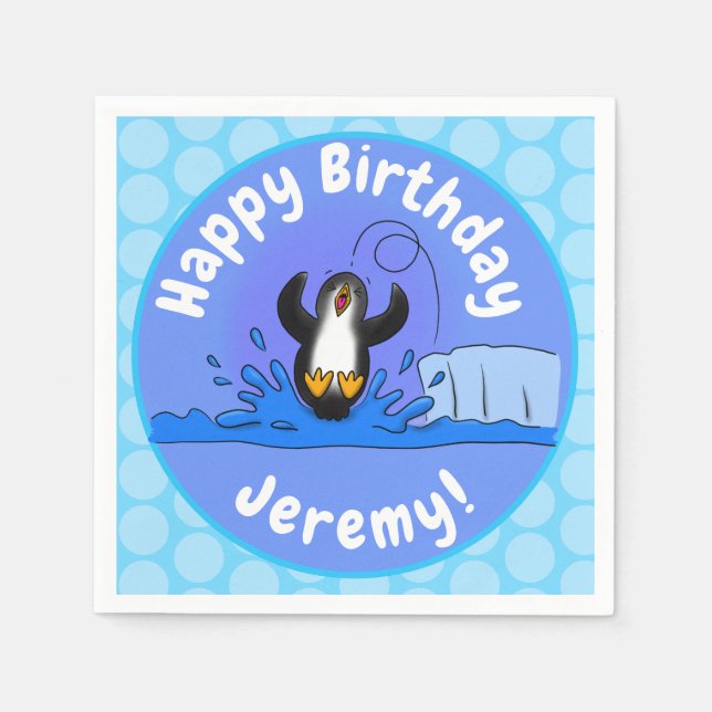 Servilleta De Papel Ilustracion de personalizado de pingüino puenteado (Anverso)