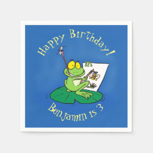 Servilleta De Papel Ilustracion de personalizado de rana verde lindo