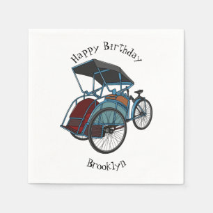 Servilleta De Papel Ilustracion de personalizado de rickshaw en bicicl