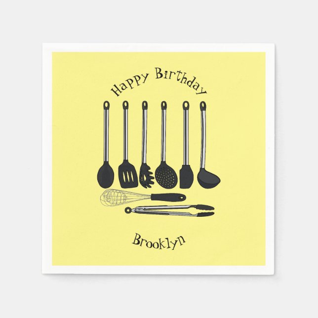Servilleta De Papel Ilustracion de personalizados utensiales de cocina (Anverso)