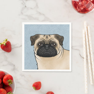 Servilleta De Papel Ilustración de pug cervatillo lindo dibujo animado