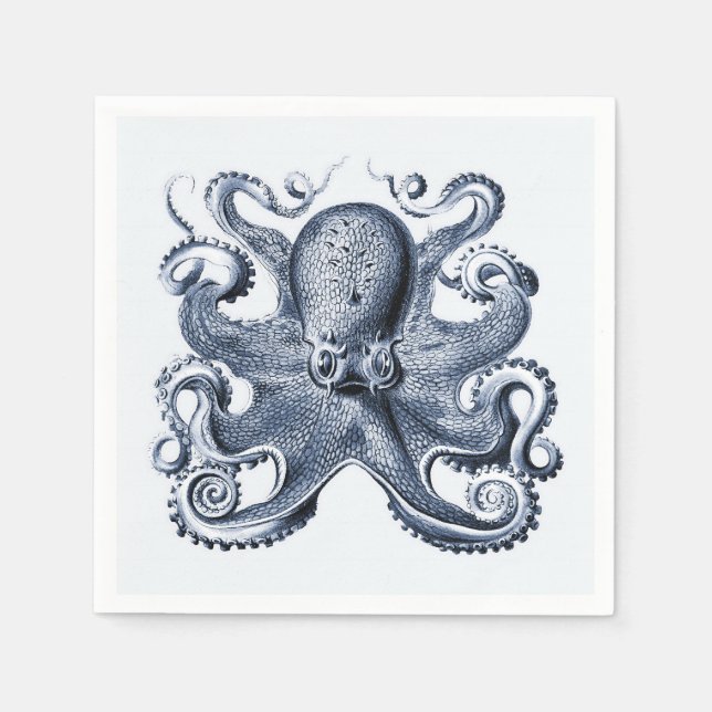 Servilleta De Papel Ilustracion de pulpo azul de la Marina por Ernst H (Anverso)